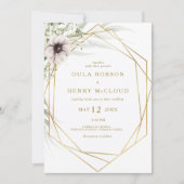Invitation Eucalyptus Gold Géométrique Tout en un Mariage Inv (Devant)