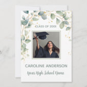 Invitation Eucalyptus Gold Grad Announcement Card (Devant)