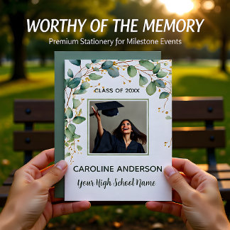 Invitation Eucalyptus Gold Grad Announcement Card