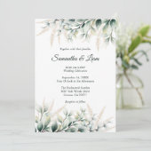 Invitation Eucalyptus Gold Greenery Wedding (Debout devant)