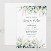 Invitation Eucalyptus Gold Greenery Wedding (Devant / Derrière)