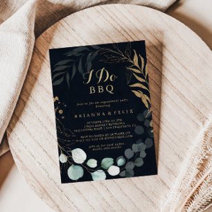 Invitation Eucalyptus Gold I Do BBQ Blue Engagement Party
