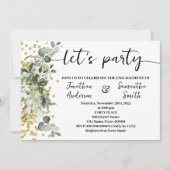 Invitation Eucalyptus Gold Let's Party Fiançailles (Devant)