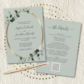 Invitation Eucalyptus Gold Metallage tout en un Mariage