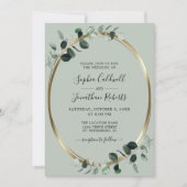 Invitation Eucalyptus Gold Metallage tout en un Mariage (Devant)
