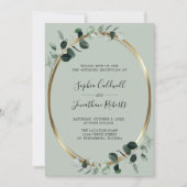 Invitation Eucalyptus Gold Metallic Sage Réception de mariage (Devant)