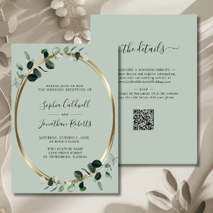 Invitation Eucalyptus Gold Metallic Sage Réception de mariage
