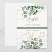 Invitation Eucalyptus Gold Parties scintillant green - Enregi (Devant / Derrière)