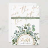 Invitation Eucalyptus Gold Parties scintillant - Vert - Enreg (Devant / Derrière)
