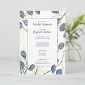 Invitation Eucalyptus & Gold Watercolor Garden Fête des marié (Debout devant)