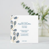 Invitation Eucalyptus Golden Garden Floral Mariage (Debout devant)