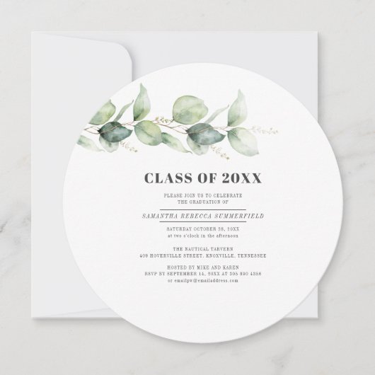 Invitation Eucalyptus Grad 2022 Succulent Graduation Party (Devant)