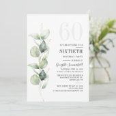 Invitation Eucalyptus Green 60e fête d'anniversaire (Debout devant)
