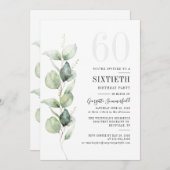Invitation Eucalyptus Green 60e fête d'anniversaire (Devant / Derrière)