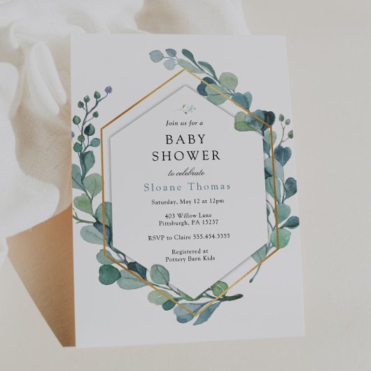 Invitation Eucalyptus Green Baby in Bloom Baby shower