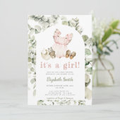 Invitation Eucalyptus Green Boho C'est un Baby shower féminin (Debout devant)