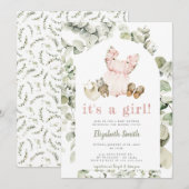 Invitation Eucalyptus Green Boho C'est un Baby shower féminin (Devant / Derrière)