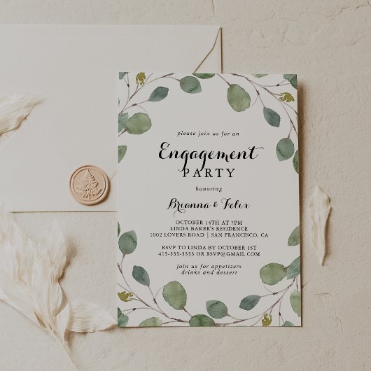 Invitation Eucalyptus Green Calligraphy