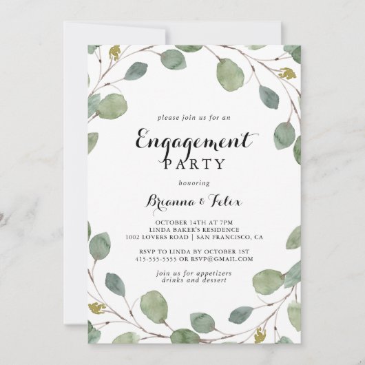 Invitation Eucalyptus Green Calligraphy (Devant)