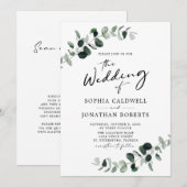 Invitation Eucalyptus Green Calligraphy QR Code Mariage (Devant / Derrière)