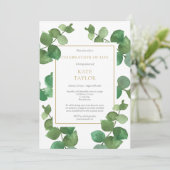 Invitation Eucalyptus Green Celebration of Life Funeral (Debout devant)