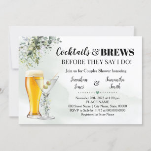 Invitation Eucalyptus Green Cocktails & Brews Douche Invit