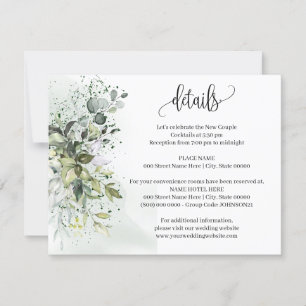 Invitation Eucalyptus Green Détails du Mariage Insérer une ca