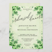 Invitation Eucalyptus Green Dîner Rustique de répétition (Devant / Derrière)