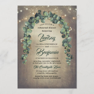 Invitation Eucalyptus Green Dîner Rustique de répétition
