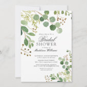 Invitation Eucalyptus Green Feuilles Rustic Nature Douche (Devant)
