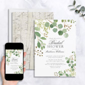 Invitation Eucalyptus Green Feuilles Rustic Nature Douche