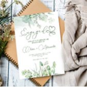 Invitation Eucalyptus Green Fiançailles Card, Mariage unique
