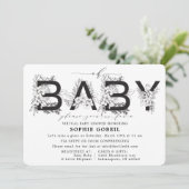 Invitation Eucalyptus Green Floral Baby shower VIRTUTAL (Debout devant)
