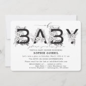 Invitation Eucalyptus Green Floral Baby shower VIRTUTAL (Devant)