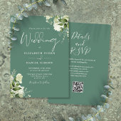 Invitation Eucalyptus Green Floral Code QR Mariage