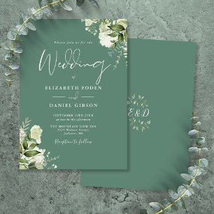 Invitation Eucalyptus Green Floral Mariage