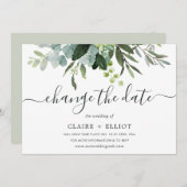 Invitation Eucalyptus Green Foliage Modifier la date Mariage (Devant / Derrière)