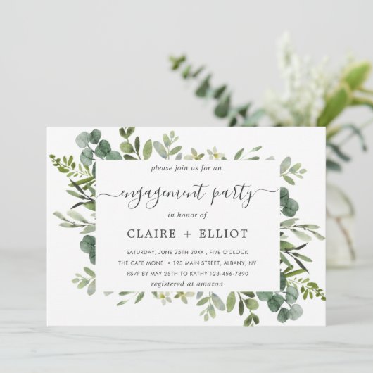 Invitation Eucalyptus Green Foliing Party (Debout devant)