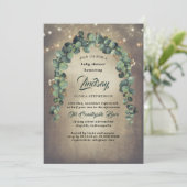 Invitation Eucalyptus Green Garland Baby shower rustique (Debout devant)