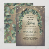 Invitation Eucalyptus Green Garland Baby shower rustique (Devant / Derrière)