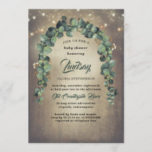 Invitation Eucalyptus Green Garland Baby shower rustique