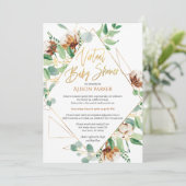 Invitation Eucalyptus Green Gold Baby shower virtuel (Debout devant)