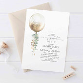 Invitation Eucalyptus Green Gold Balloon Party