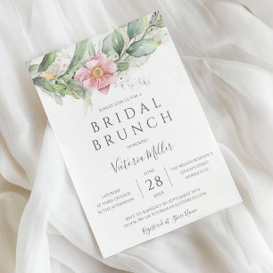 Invitation Eucalyptus Green Gold Feuille Bridal Brunch