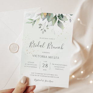 Invitation Eucalyptus Green Gold Feuille Bridal Brunch