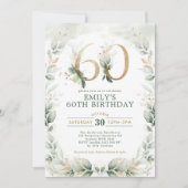 Invitation Eucalyptus Green Gold Garden 60e anniversaire (Devant)