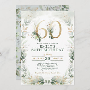 Invitation Eucalyptus Green Gold Garden 60e anniversaire  