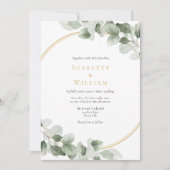 Invitation Eucalyptus Green Gold Simple Photo Mariage (Devant)