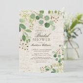 Invitation Eucalyptus Green Nature Rustique Birch Douche (Debout devant)