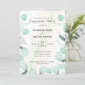 Invitation Eucalyptus Green Party d'engagement simple (Debout devant)